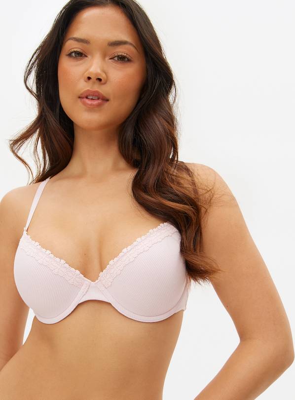 Ribbed Underwired T-Shirt Bra 2 Pack 34A